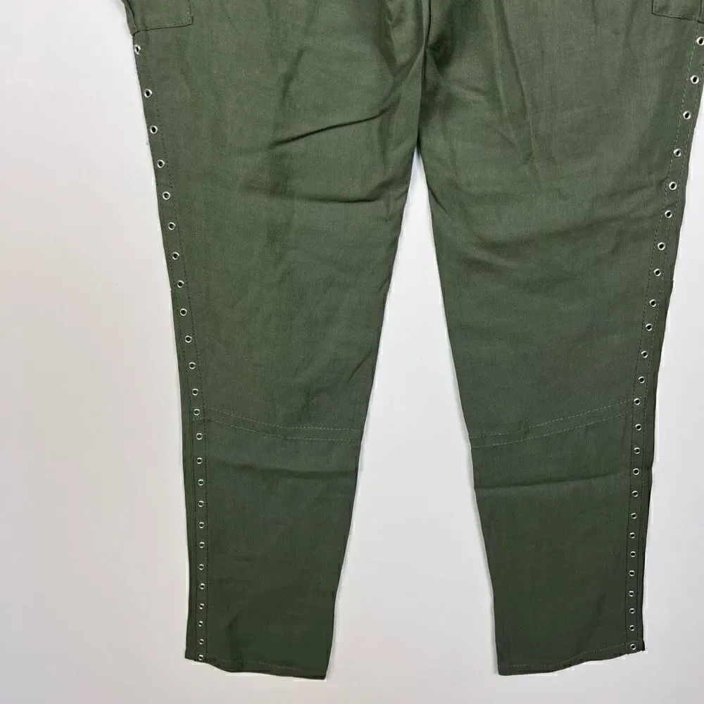 Derek Lam 10 Crosby Easy Cargo Pants w Grommets Utility Military Green size 2